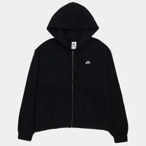 NIKE SB  ESSENTIAL LOGO LOGO ZIP-UP HOODIE - BLACK/WHITE