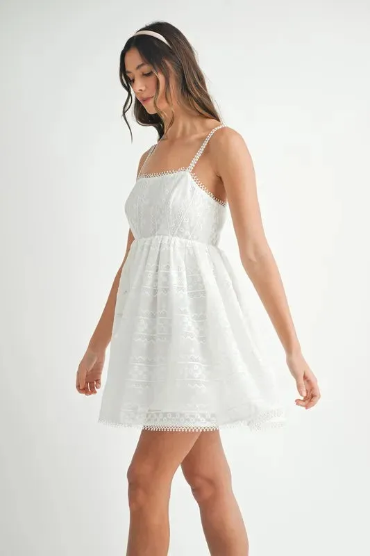 Nori Eyelet Lace Babydoll Mini Cami Dress