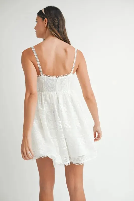 Nori Eyelet Lace Babydoll Mini Cami Dress