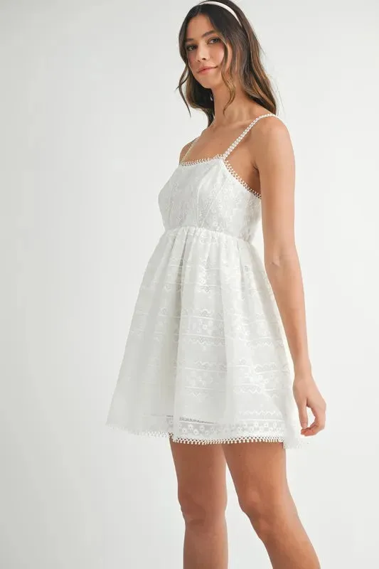 Nori Eyelet Lace Babydoll Mini Cami Dress
