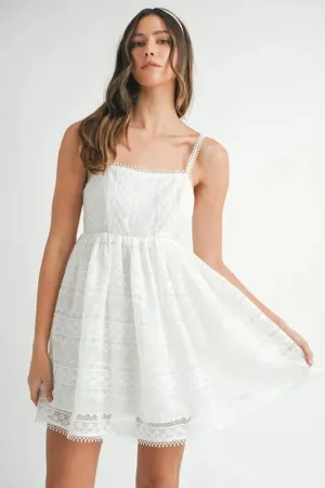 Nori Eyelet Lace Babydoll Mini Cami Dress