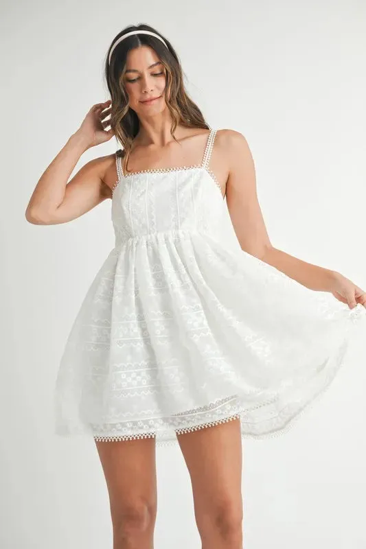 Nori Eyelet Lace Babydoll Mini Cami Dress