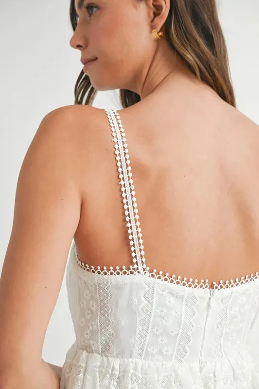 Nori Eyelet Lace Babydoll Mini Cami Dress