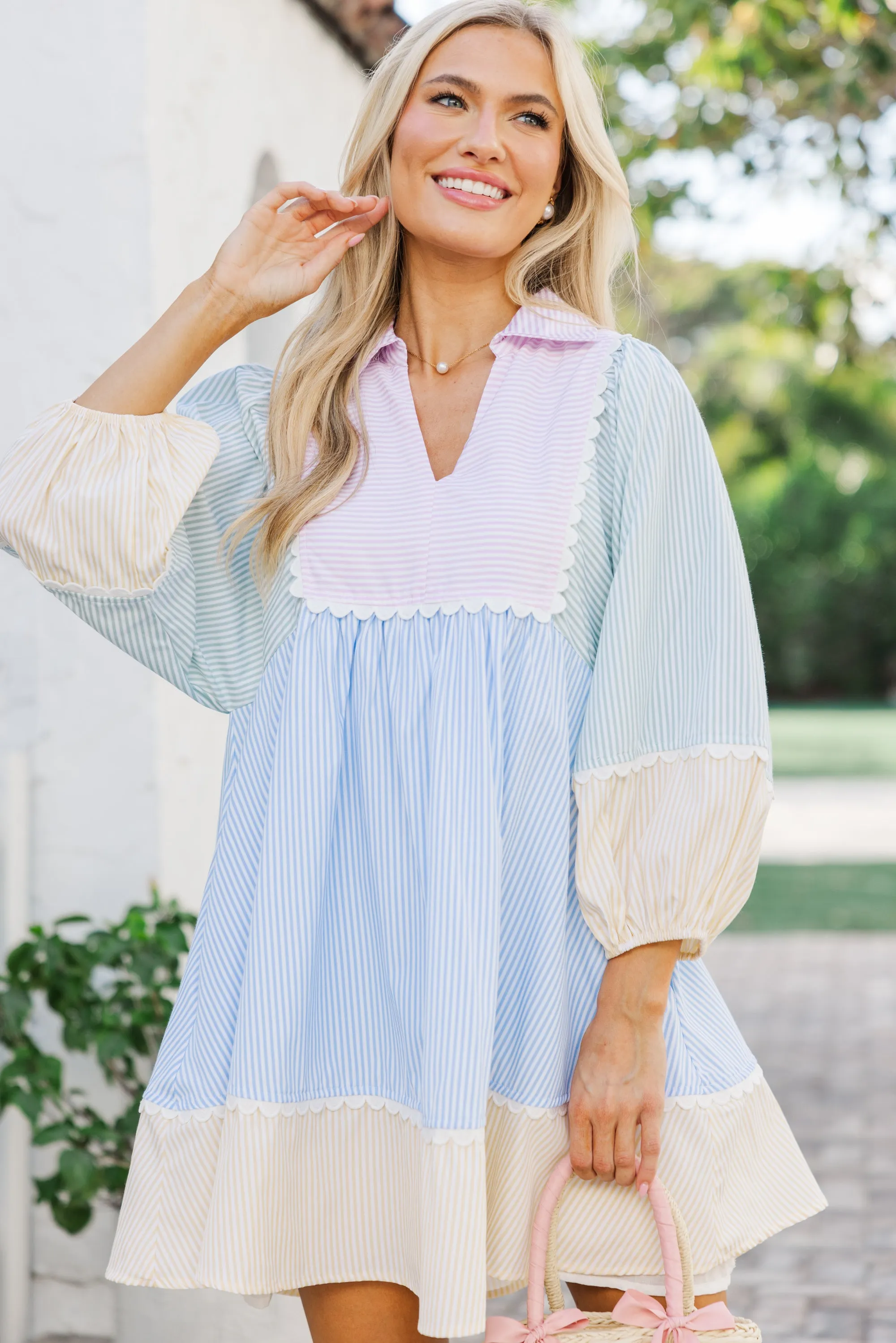 On Edge Pink Multi Striped Dress
