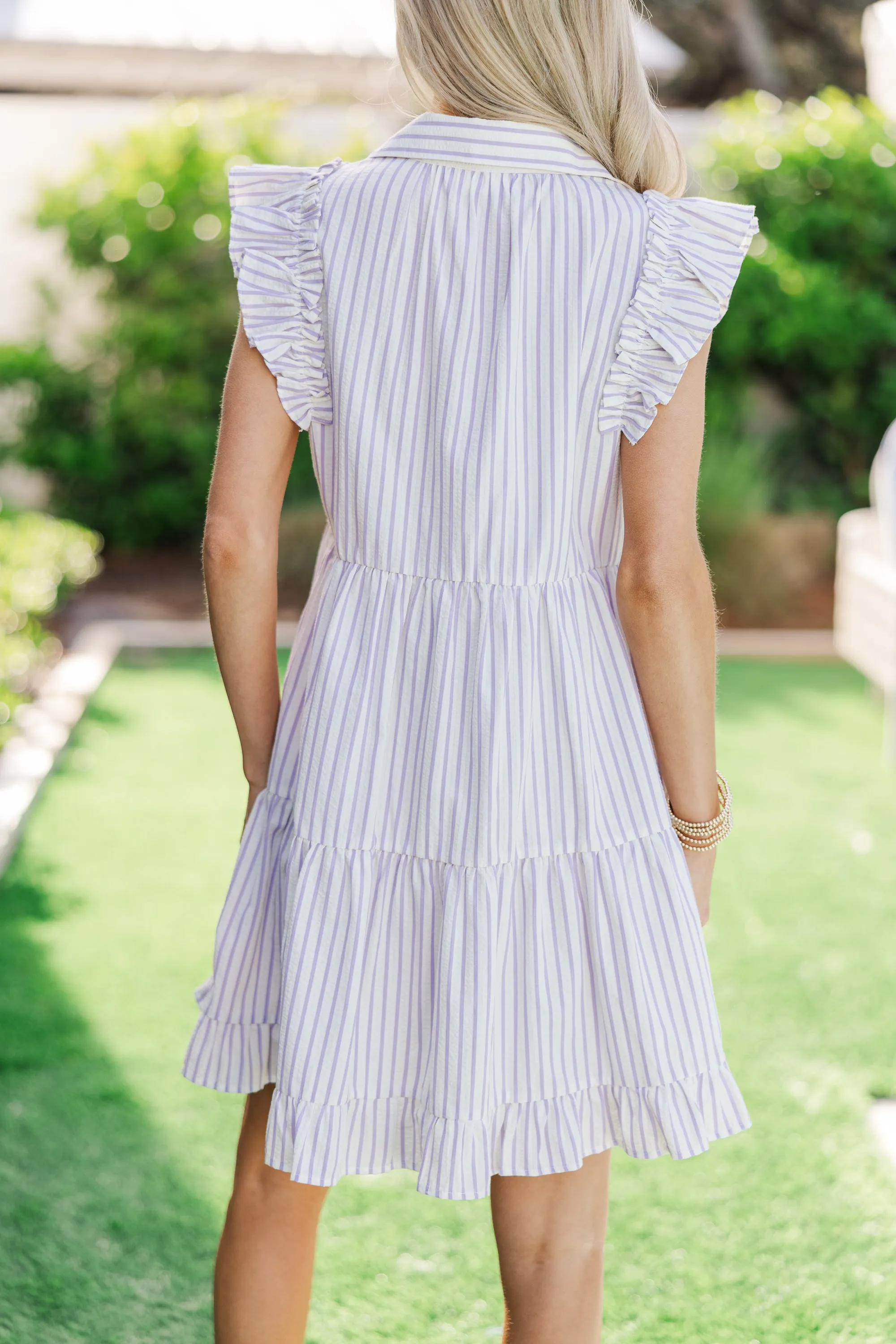 On The Case Lavender Purple Striped Dress