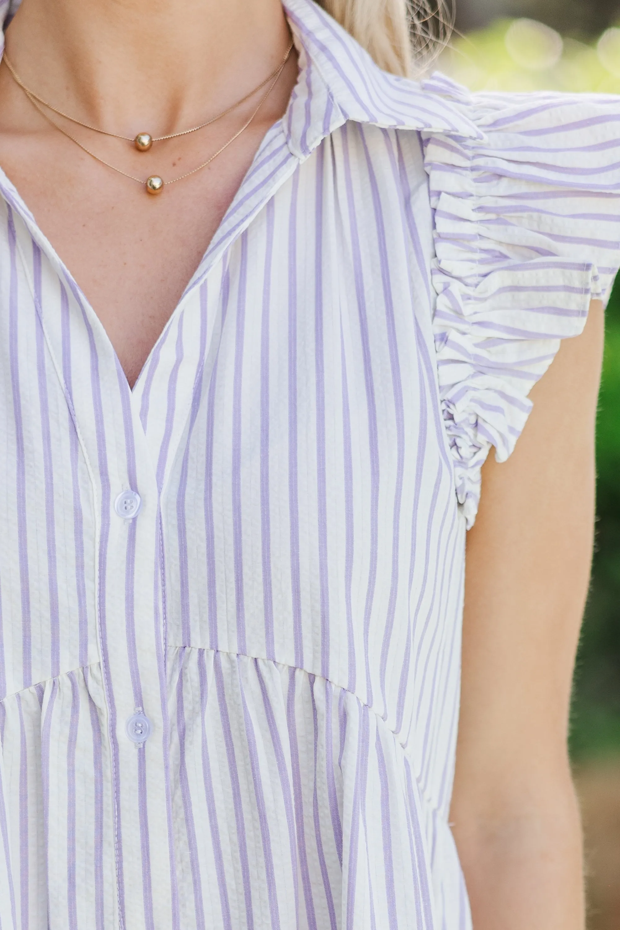On The Case Lavender Purple Striped Dress