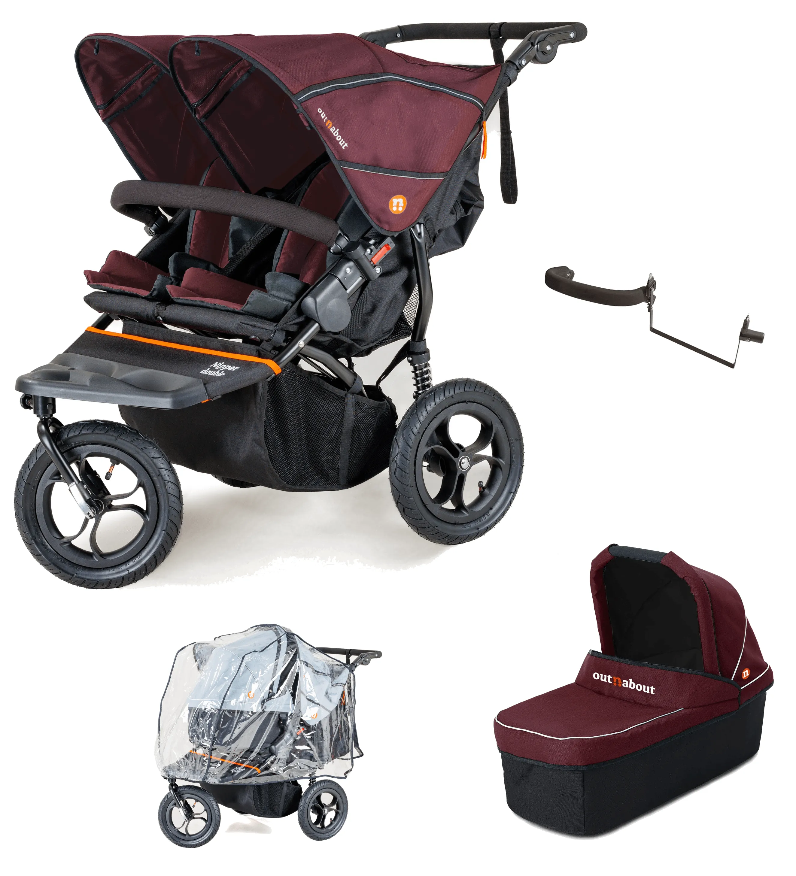 Out n About Nipper V5 Double Pushchair Starter Bundle - Bramble Berry
