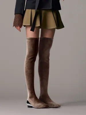 Over Knee Knit Shaft Boot Khaki