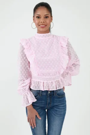 Peplum Ruffle Top - Pink