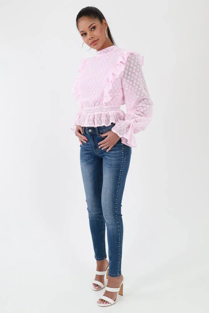 Peplum Ruffle Top - Pink