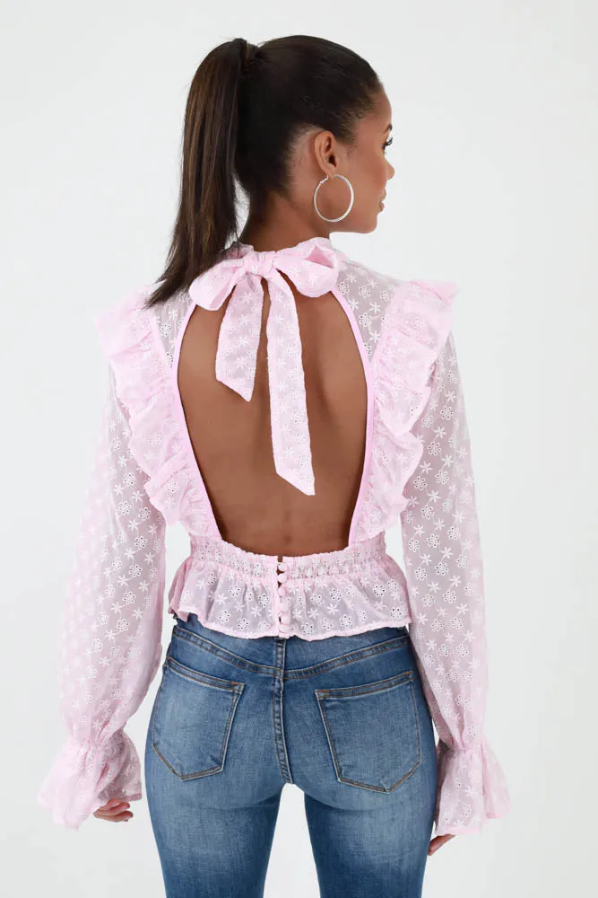 Peplum Ruffle Top - Pink