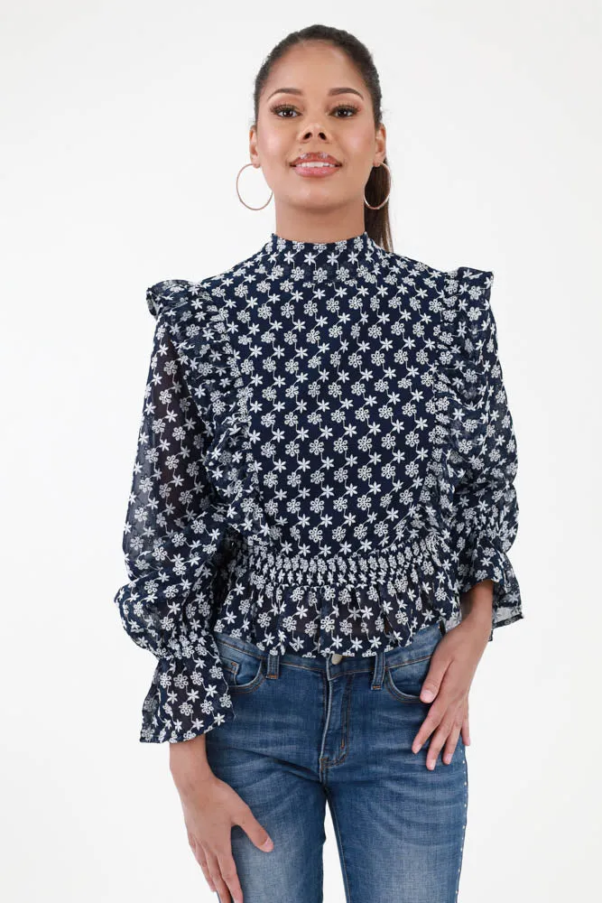 Peplum Ruffle Top - Pink
