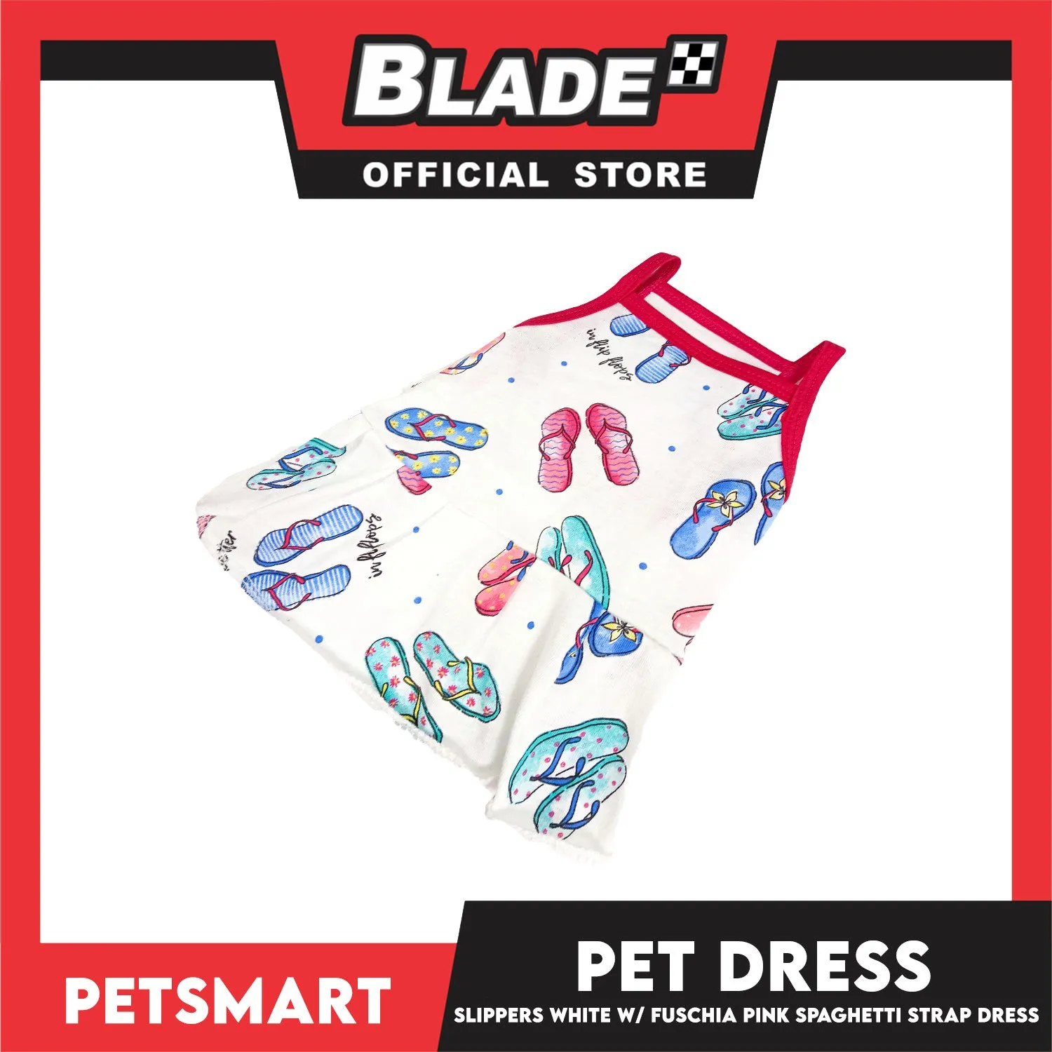 Pet Dress Slipper White with Fushia Pink Spaghetti Strap (Medium) DG-CTN178M