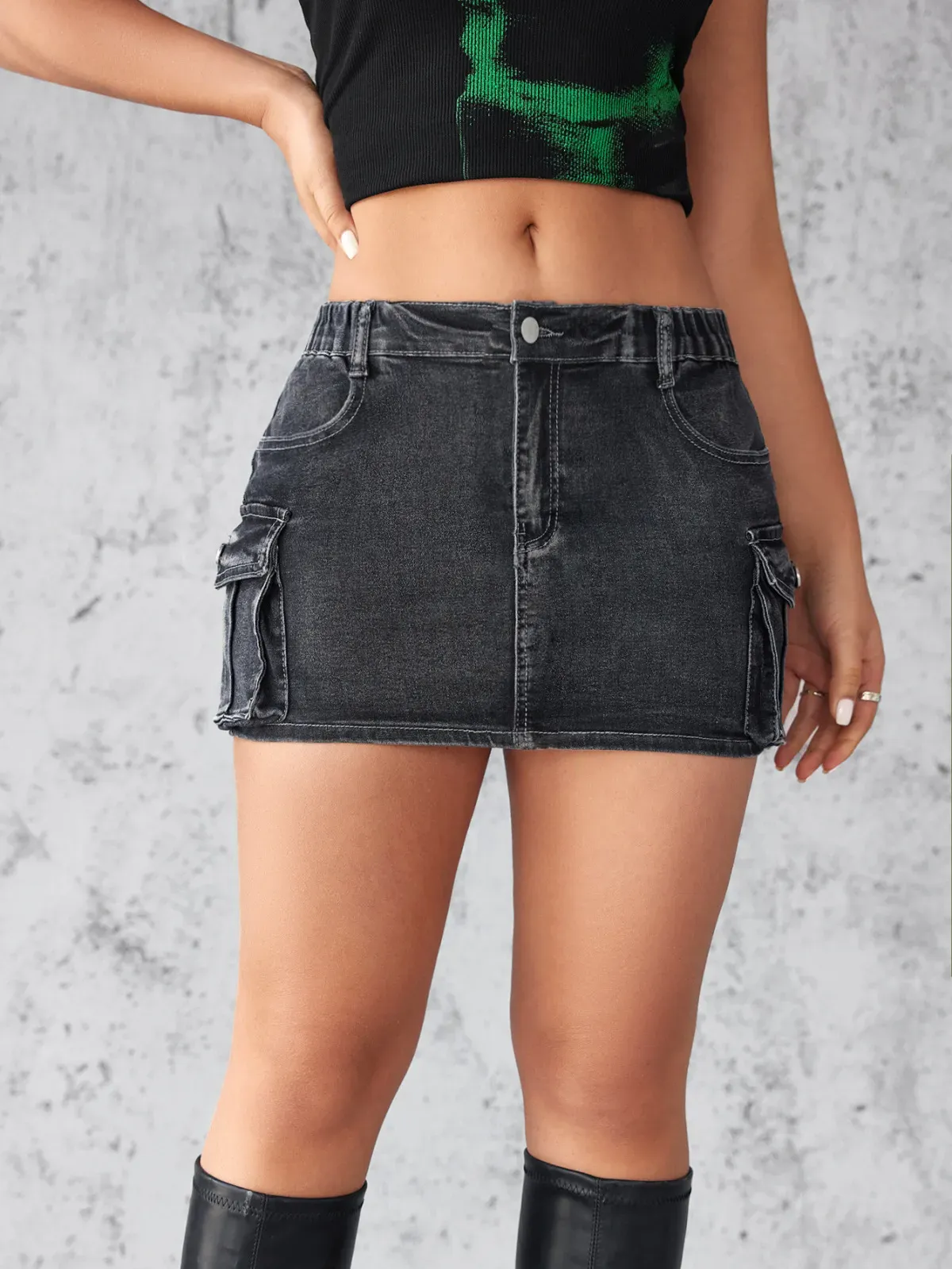 Ready for Anything Denim Cargo Mini Skirt