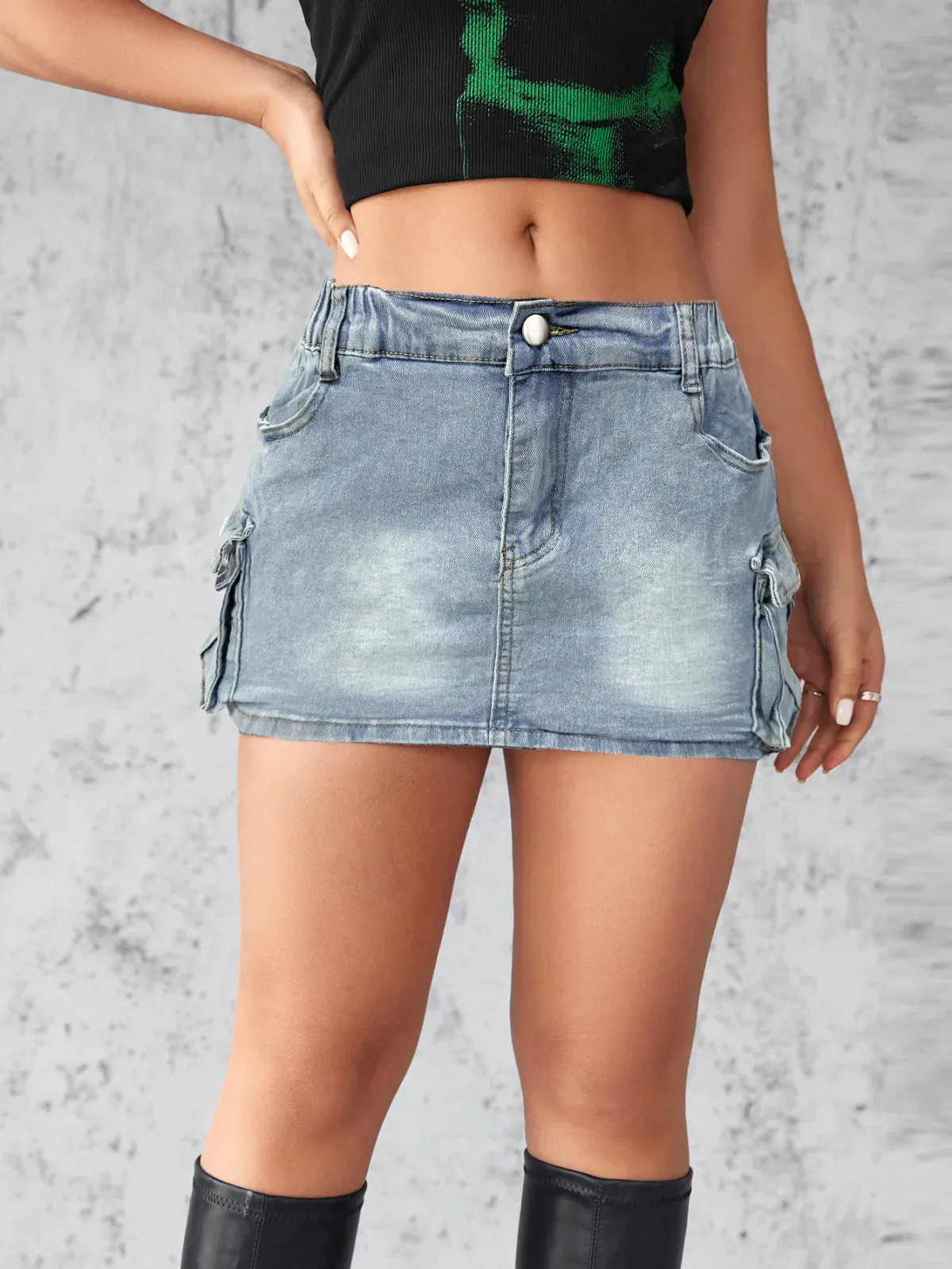 Ready for Anything Denim Cargo Mini Skirt