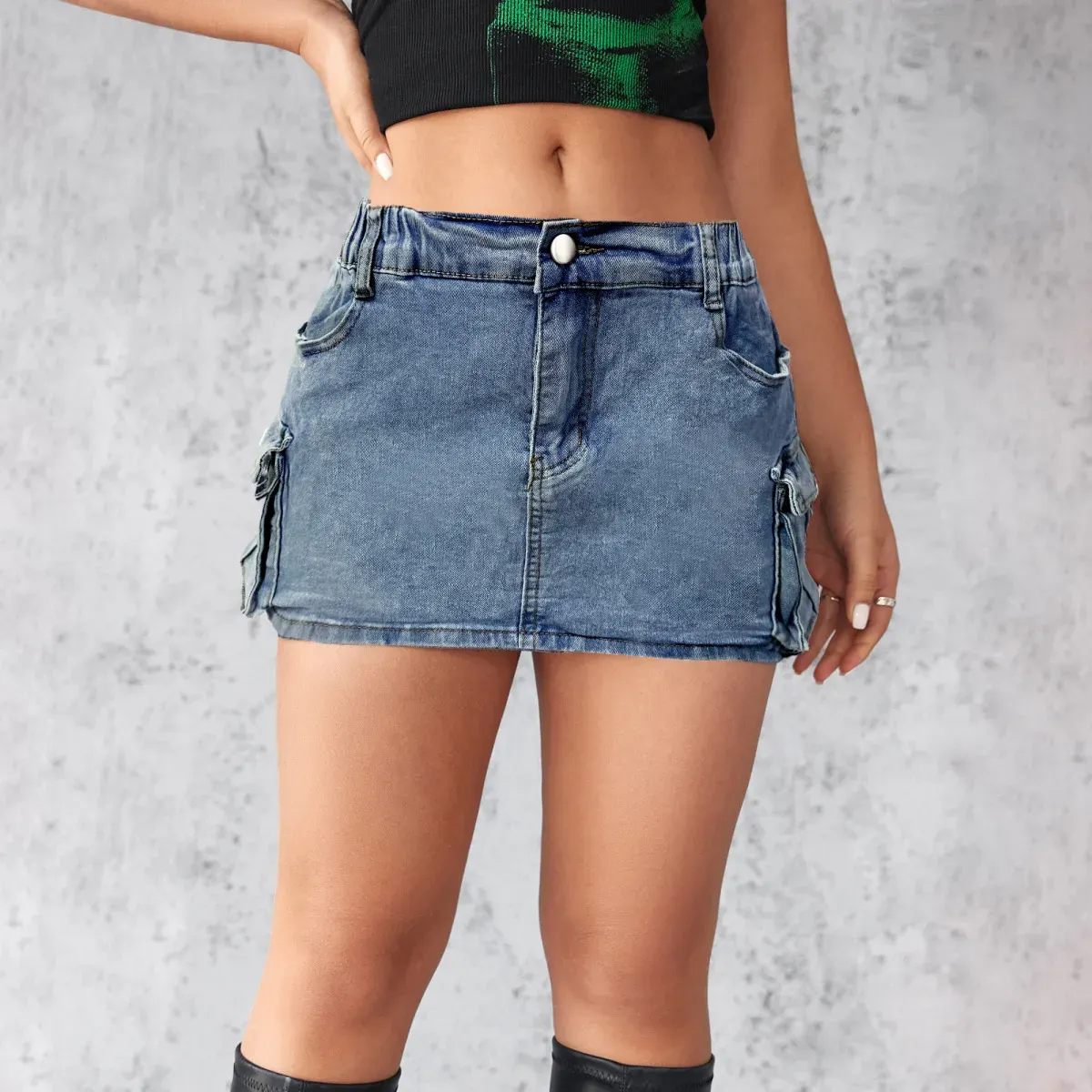 Ready for Anything Denim Cargo Mini Skirt