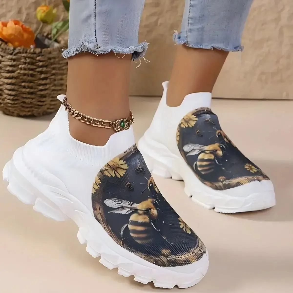 Round Toe Platform Sneakers