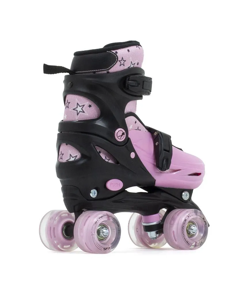 SFR Nebula Lights Kids Adjustable Roller Skates - Pink w Light Up Wheels