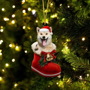 Shiba Inu (1)-1-In Santa Boot Christmas-Two Sided Ornament