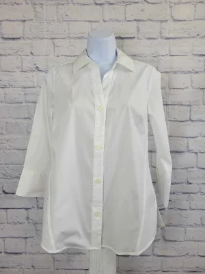 SMALL WHITE A596282 Denim & Co. Coolmax Cotton Shirt