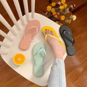Summer Flip Flops Candy Color Girls Beach Slippers Soft PVC Ladies Flat Shoes Slip On Sandals Female Slides
