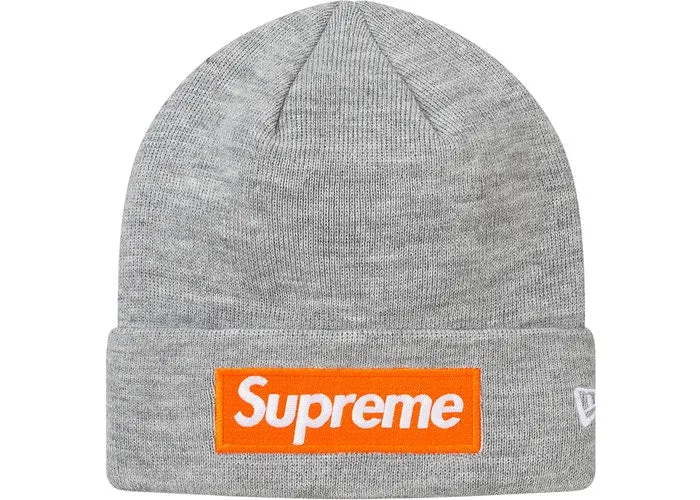 Supreme New Era Box Logo Beanie (FW17)- Heather Grey
