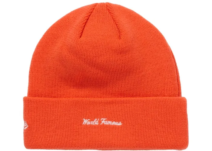 Supreme New Era Box Logo Beanie (FW18)- Bright Coral