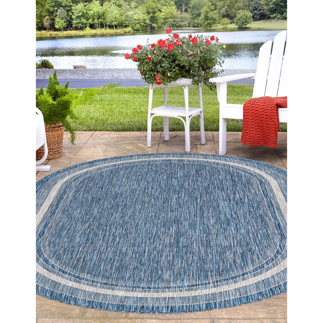 Swanee Blue Indoor / Outdoor Area Rug Arlmont & Co. Rug Size: Oval 3'3" x 5'3"