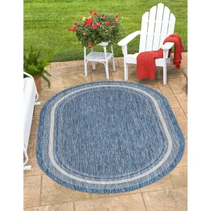 Swanee Blue Indoor / Outdoor Area Rug Arlmont & Co. Rug Size: Oval 3'3" x 5'3"