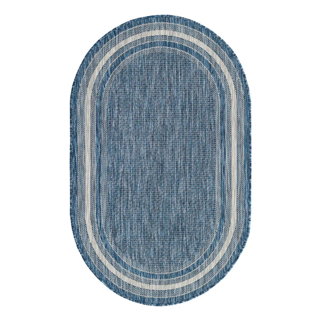 Swanee Blue Indoor / Outdoor Area Rug Arlmont & Co. Rug Size: Oval 3'3" x 5'3"