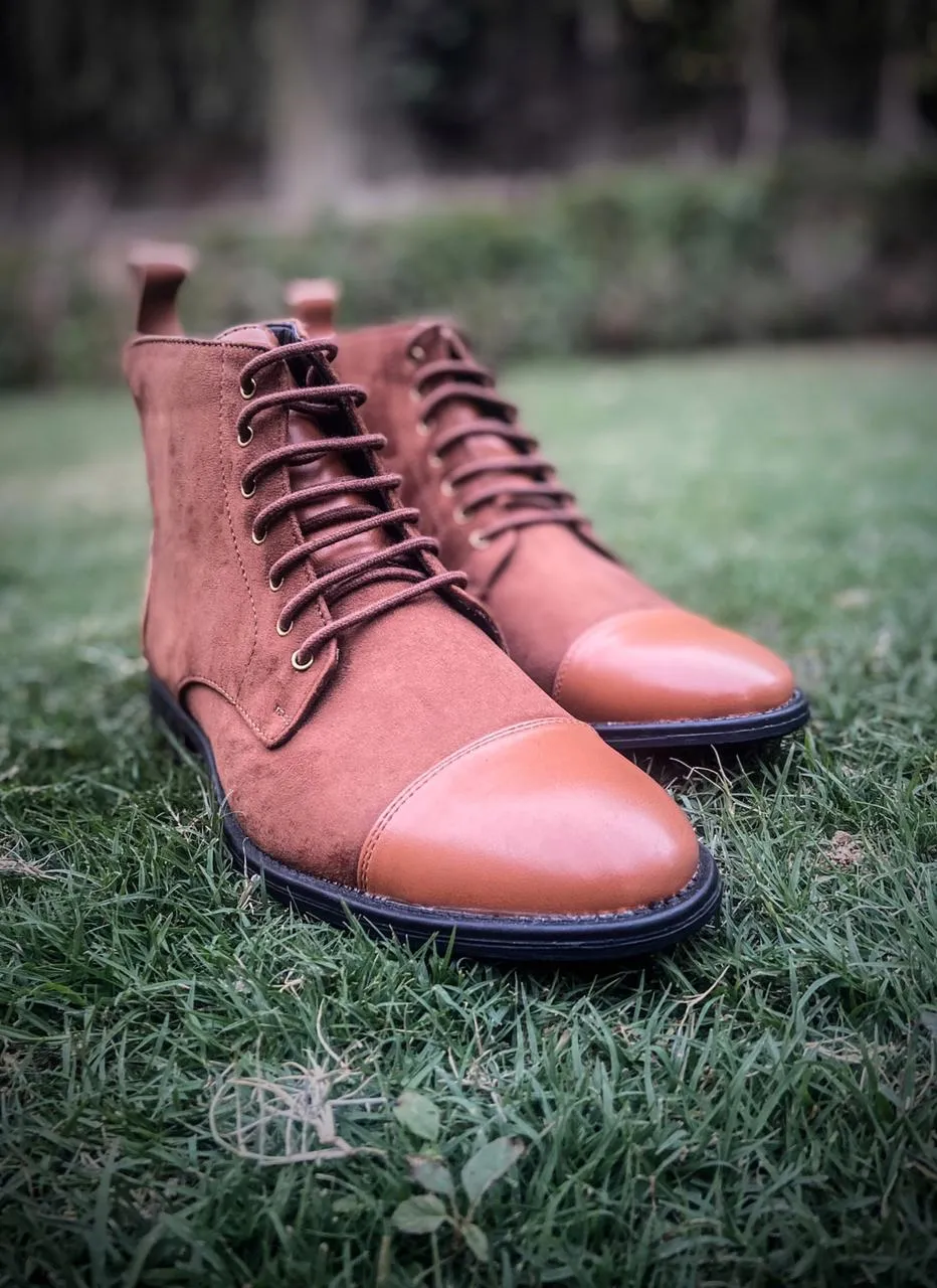 Tan High Ankle Military Boots