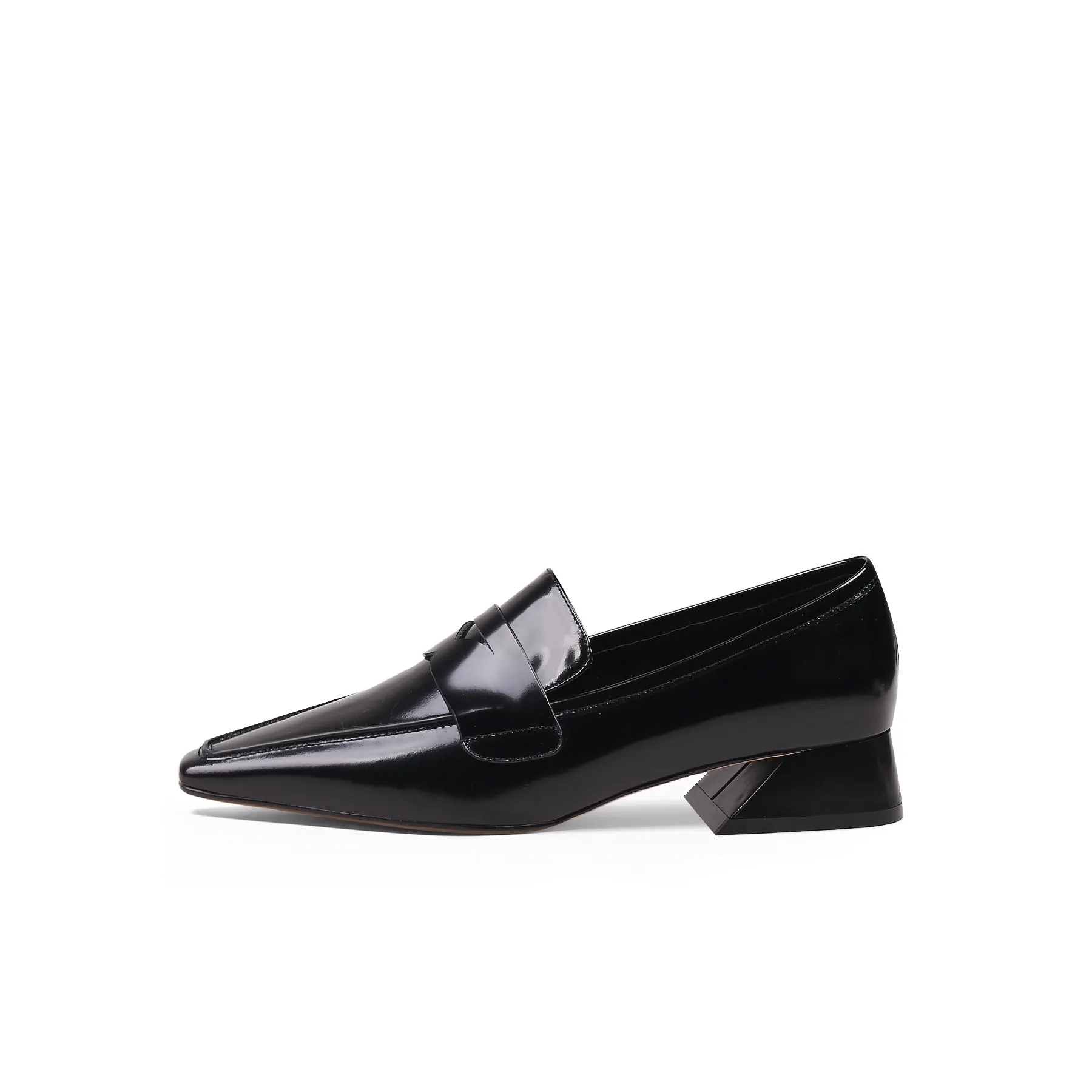 Trapezoid Block Heel Princess Kate Leather Loafer