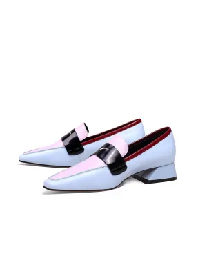 Trapezoid Block Heel Princess Kate Leather Loafer