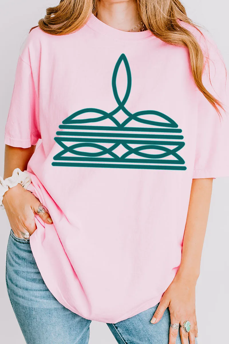 Turquoise Boot Stitch Comfort Colors Adult Ring-Spun Cotton Tee