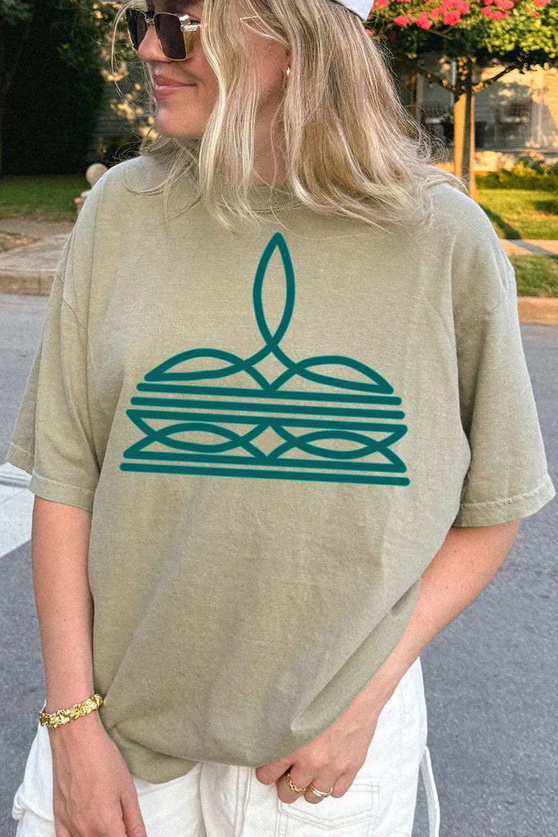 Turquoise Boot Stitch Comfort Colors Adult Ring-Spun Cotton Tee