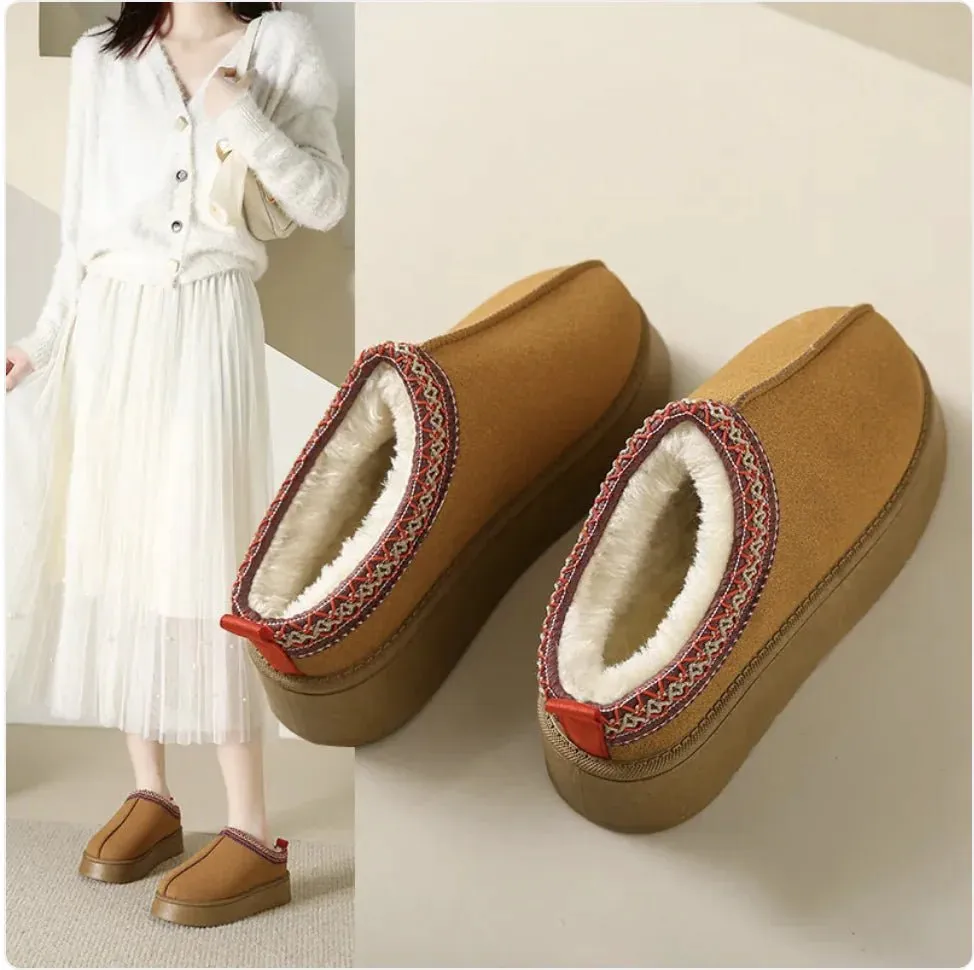Warm Fleece Closed Toe Half Slippers