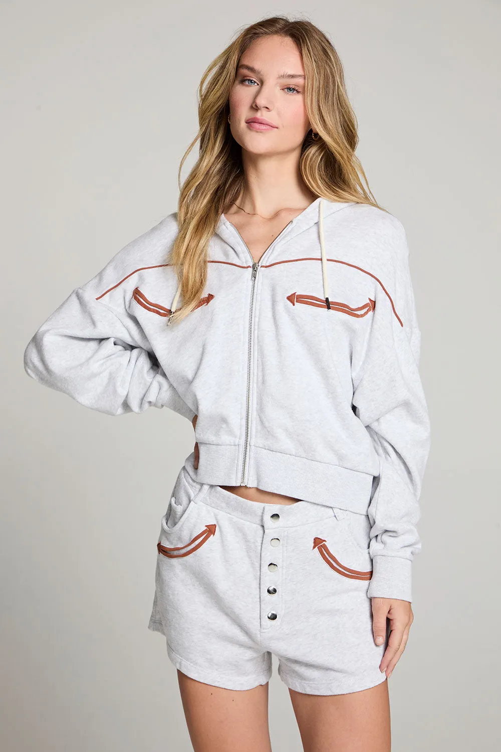 Western Details Zip Up Hoodie