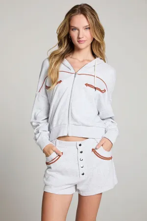 Western Details Zip Up Hoodie