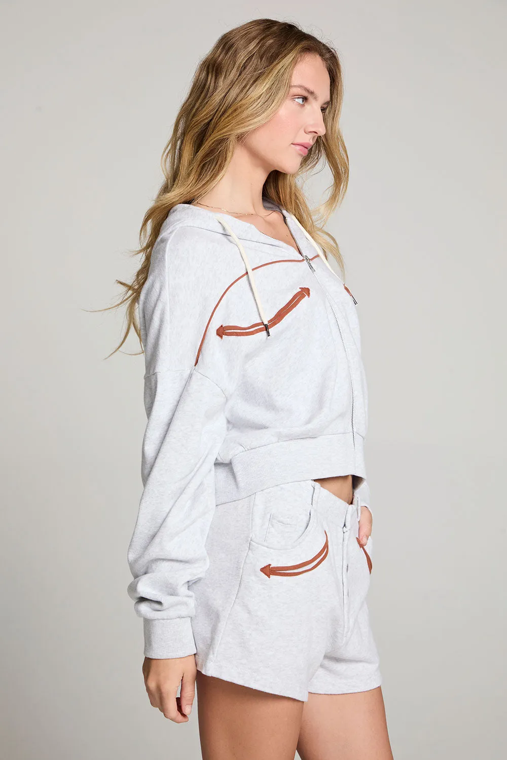 Western Details Zip Up Hoodie