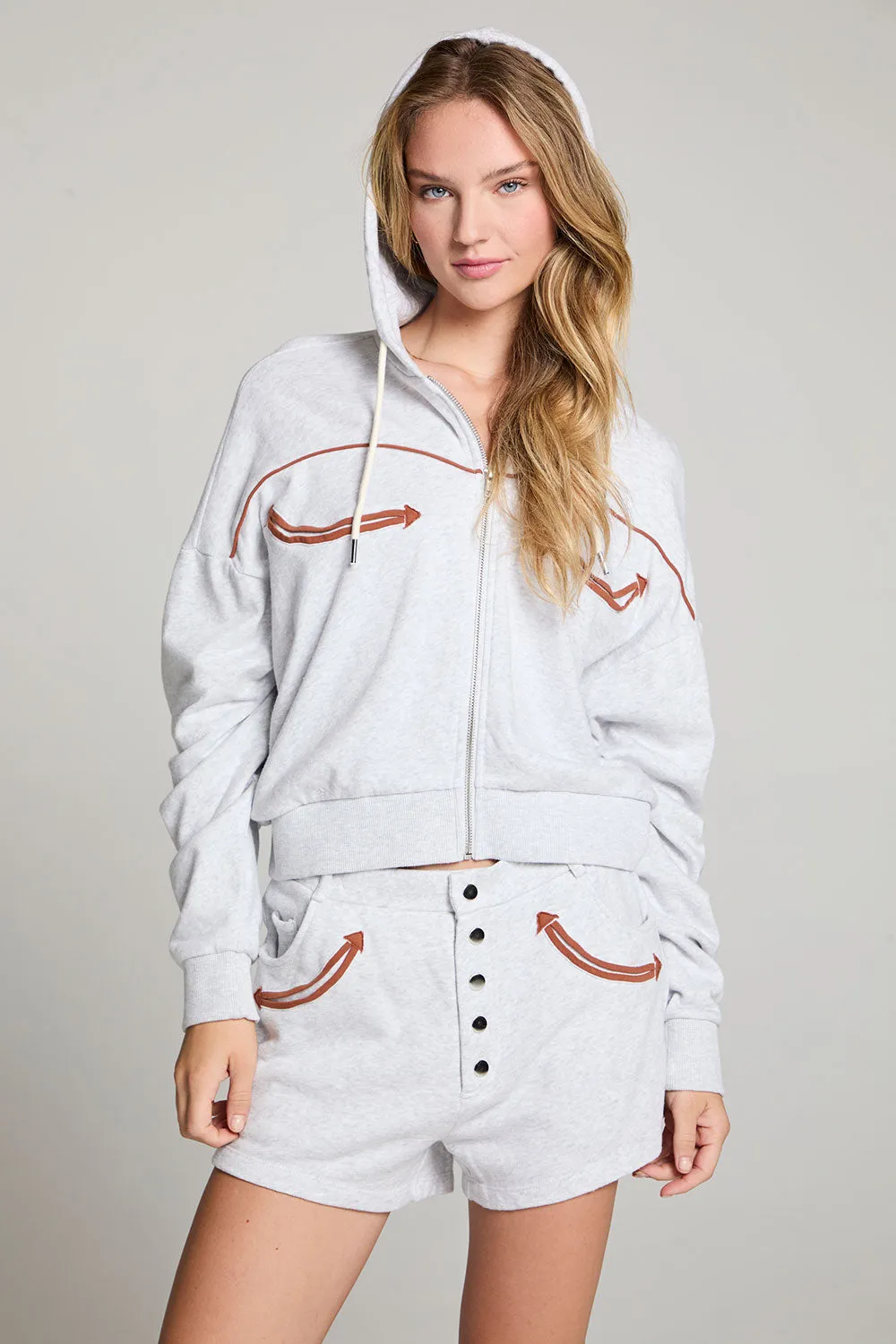 Western Details Zip Up Hoodie