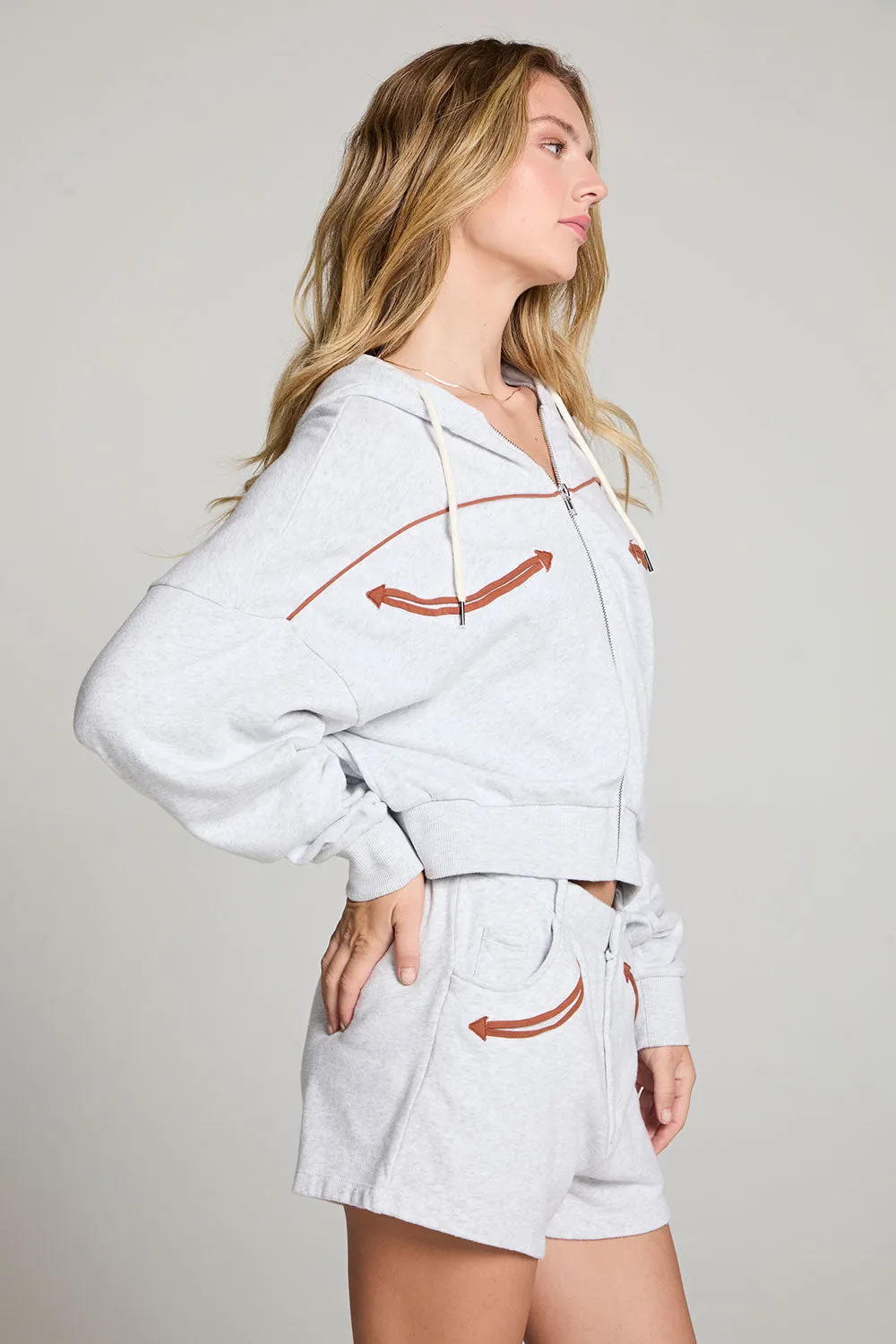 Western Details Zip Up Hoodie
