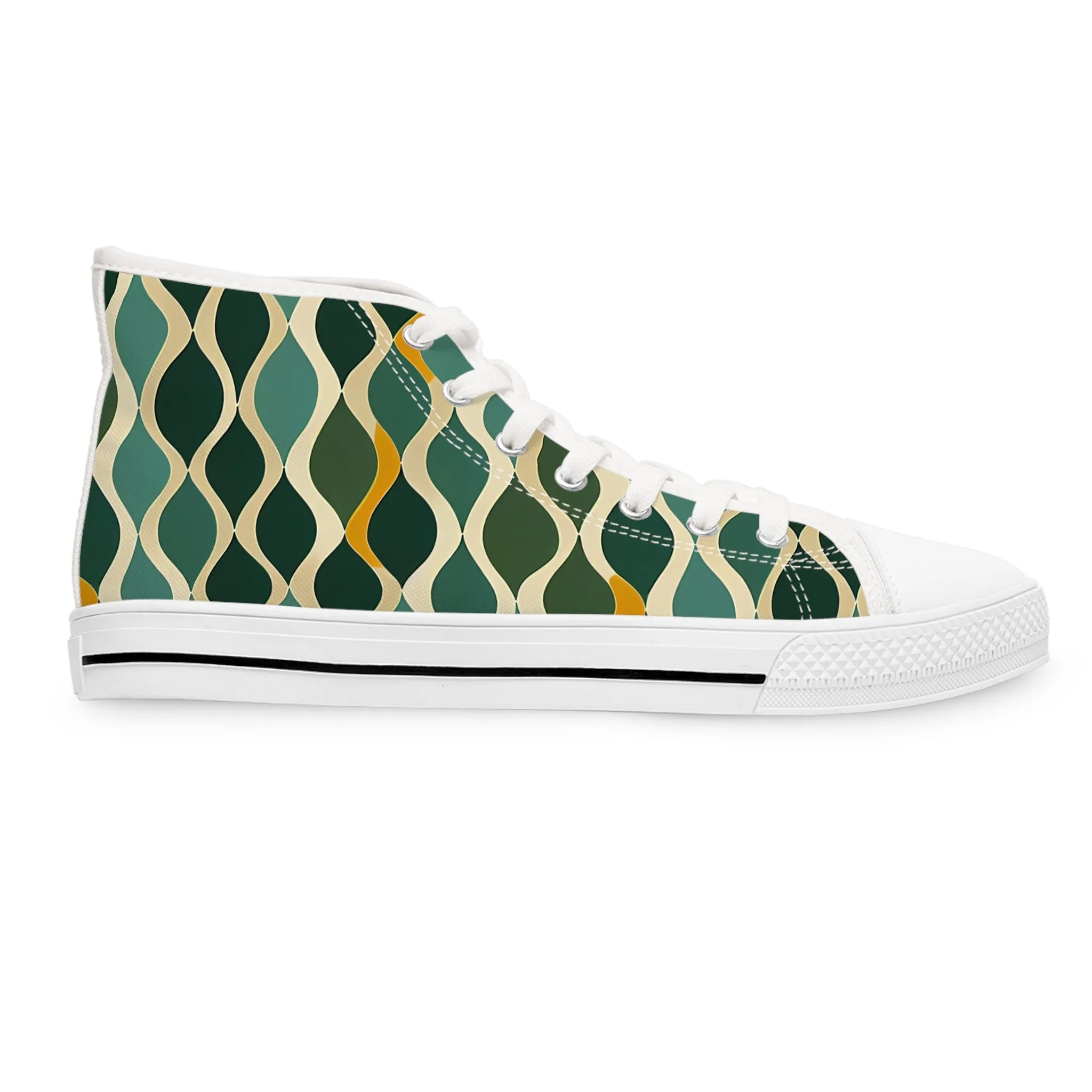 Women's High Top Sneakers - Deco Aqua Ringlets