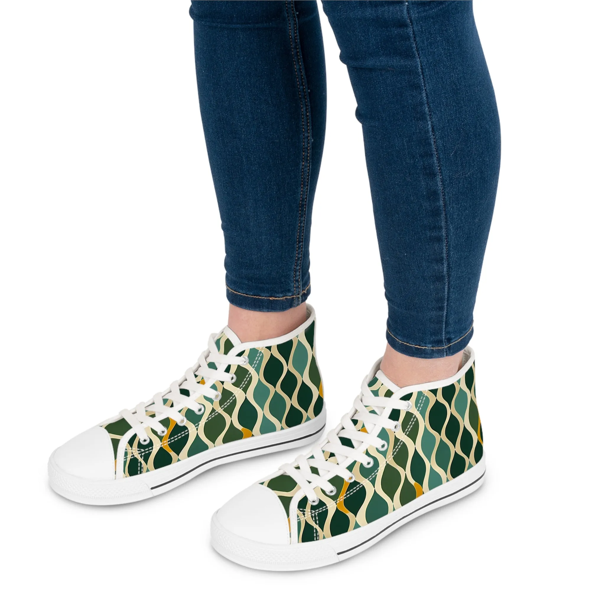 Women's High Top Sneakers - Deco Aqua Ringlets