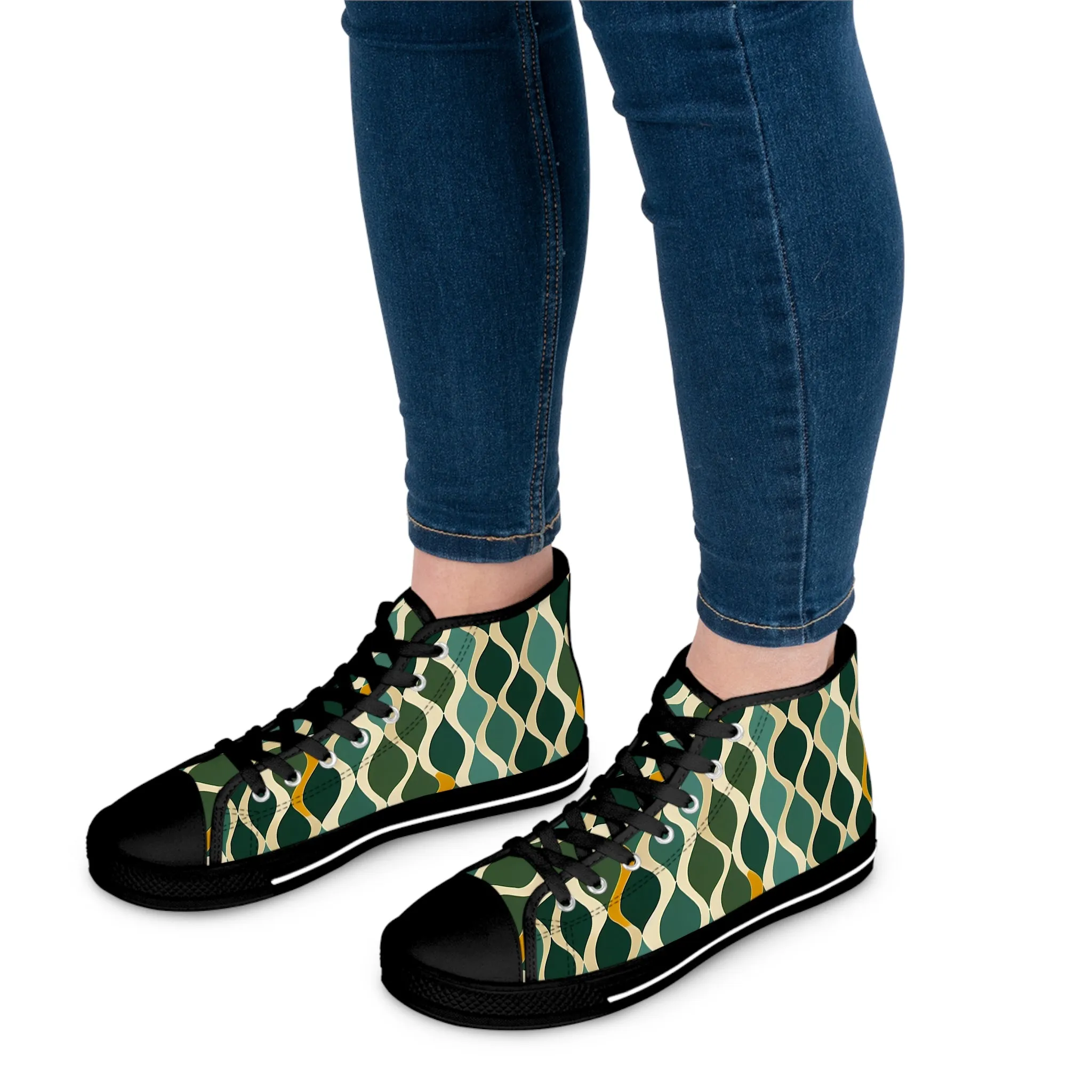 Women's High Top Sneakers - Deco Aqua Ringlets