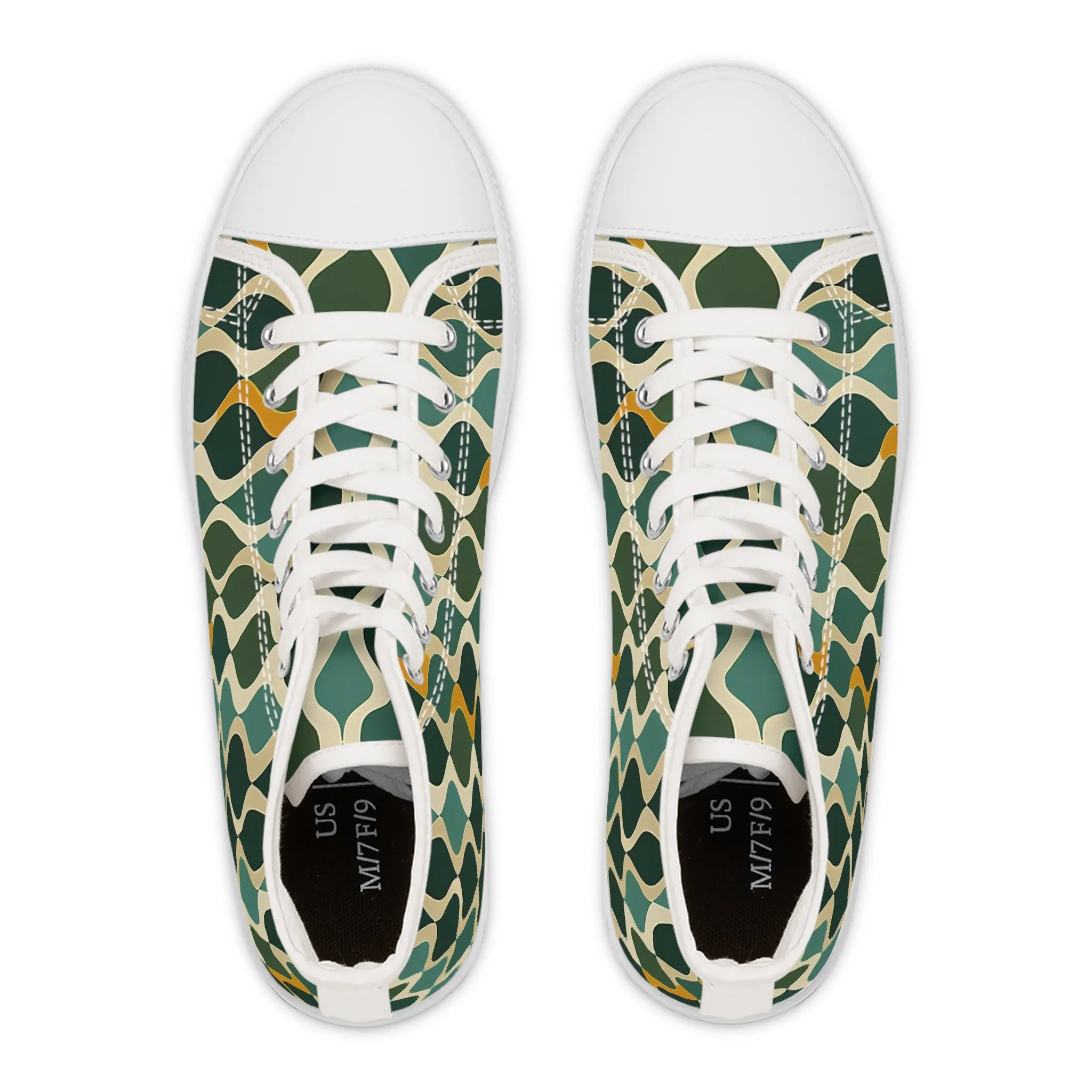 Women's High Top Sneakers - Deco Aqua Ringlets