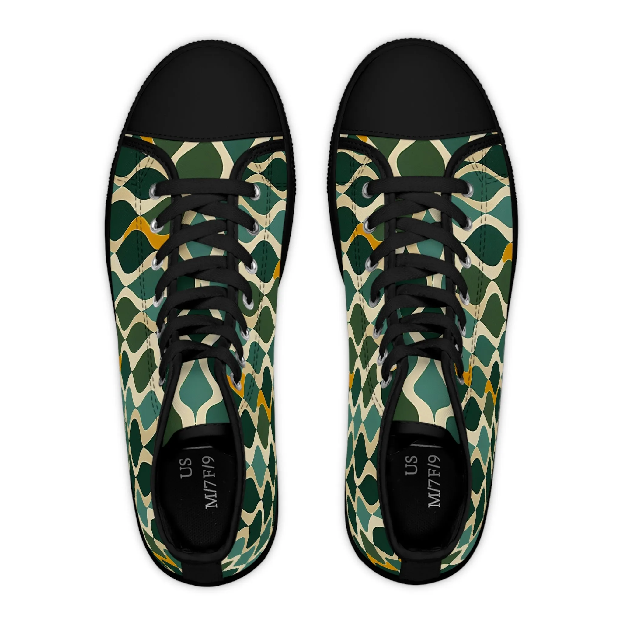 Women's High Top Sneakers - Deco Aqua Ringlets