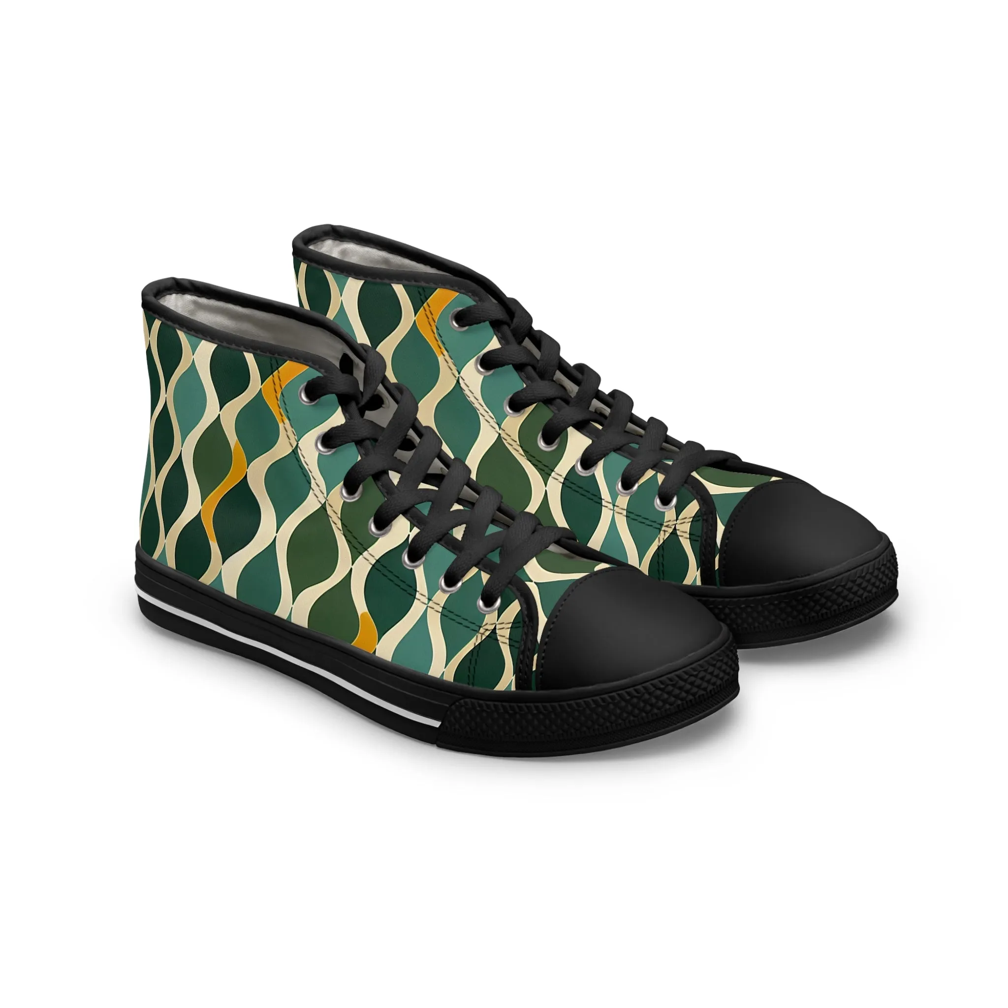 Women's High Top Sneakers - Deco Aqua Ringlets